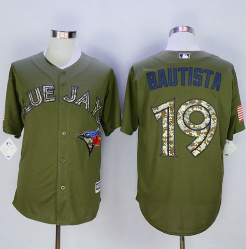 Blue Jays #19 Jose Bautista Green Camo New Cool Base Stitched MLB Jersey - Click Image to Close
